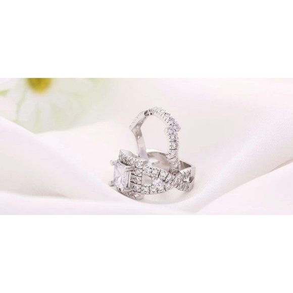 NEW White Gold Plated Sterling Silver Simulated Diamond Bridal‎ Set, Size 6 - Picture 6 of 10